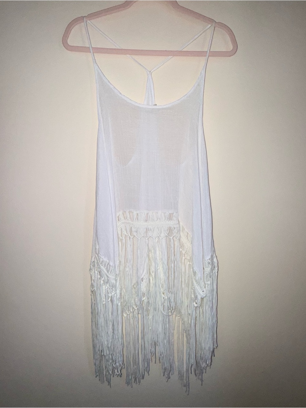Cupshe White Fringe Coverup Beach Vacation Summer Swim Festival Boho